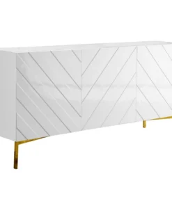 Meridian Furniture Collette Sideboard/Buffet, White, Gold Base