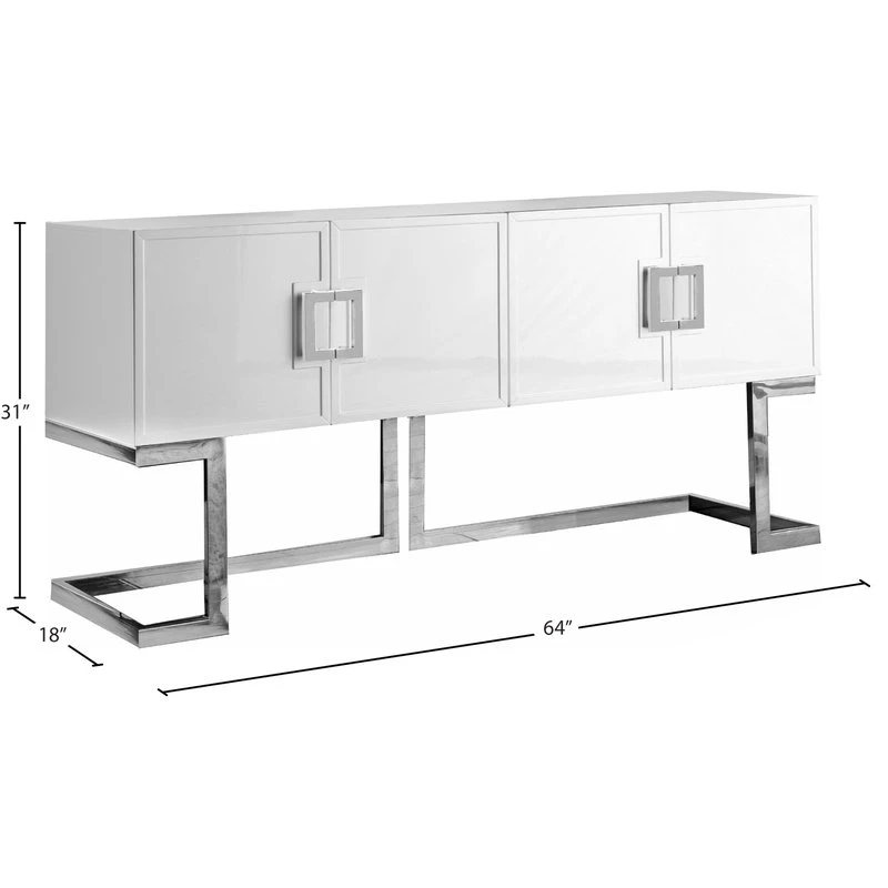 Meridian Furniture Beth Sideboard/Buffet, White, Chrome Base/Handles 6 Meridian Furniture Beth Sideboard/Buffet, White, Chrome Base/Handles - Image 6