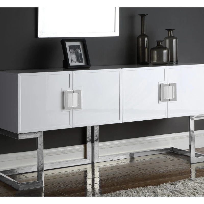 Meridian Furniture Beth Sideboard/Buffet, White, Chrome Base/Handles 3 Meridian Furniture Beth Sideboard/Buffet, White, Chrome Base/Handles - Image 3