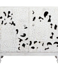 Brimfield & May Mediterranean Rectangular White Wooden Floral Cabinet, 30.25" X 35.44" X 16" -Palace-shop ed5140cf0052397e 8054 w800 h800 b1 p0