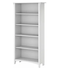 Bush Business Furniture Salinas Tall 5 Shelf Bookcase In Pure White And Shiplap Gray - Engineered Wood