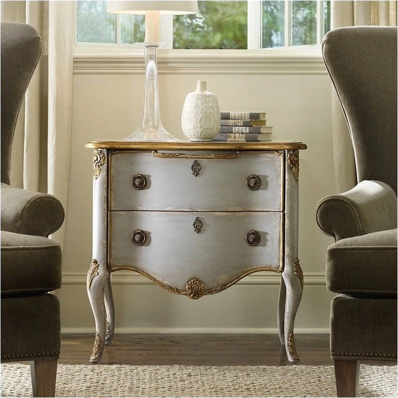 Beaumont Lane French Two Drawer Accent Chest Console In Gray 3 Beaumont Lane French Two Drawer Accent Chest Console In Gray - Image 3