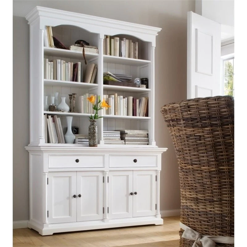 NovaSolo Furniture NovaSolo Provence Storage Cabinet With Hutch In Pure White 2 NovaSolo Furniture NovaSolo Provence Storage Cabinet With Hutch In Pure White - Image 2