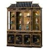 China Furniture And Arts 72in Black Lacquer Chinoiserie Pagoda Oriental China Cabinet