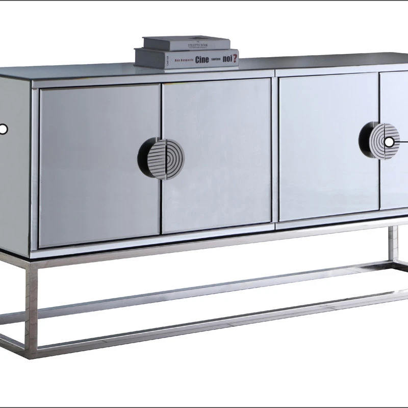 Meridian Furniture Marbella Sideboard/Buffet, Chrome Base/Handles 5 Meridian Furniture Marbella Sideboard/Buffet, Chrome Base/Handles - Image 5