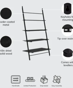 Madeleine Home Inc. Lasalle Ladder Shelf, Black -Palace-shop f081be49032d9bce 8659 w800 h800 b0 p0
