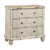Home Fare HomeFare Ornate Overlay Three-Drawer Wood Chest In Weathered Yellow