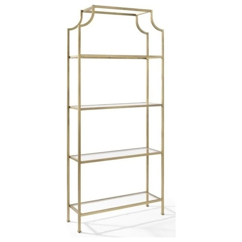 Pemberly Row Glass Bookcase In Antique Gold 2 Pemberly Row Glass Bookcase In Antique Gold - Image 2