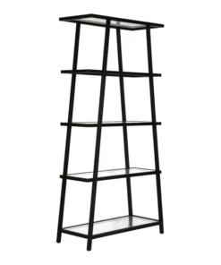 Henn&Hart 34" Blackened Bronze Metal/Glass Bookcase