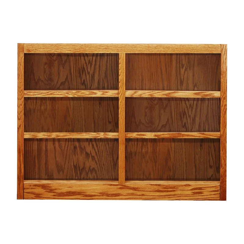 Concepts In Wood Traditional 36" Tall 6-Shelf Double Wide Wood Bookcase In Dry Oak 3 Concepts In Wood Traditional 36" Tall 6-Shelf Double Wide Wood Bookcase In Dry Oak - Image 3