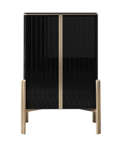 HOMARY Aro Black 2 Doors Chest Accent Cabinet For Storage, Black