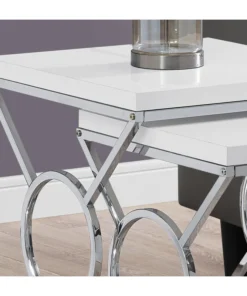 Monarch Specialties Nesting Table, Set Of 2, Side, End, Accent, Bedroom, Metal, Glossy White 6 Monarch Specialties Nesting Table, Set Of 2, Side, End, Accent, Bedroom, Metal, Glossy White -Palace-shop f72166d10b6aa825 3980 w800 h800 b0 p0