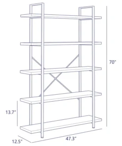 Belleze Industrial Bookcase Open Etagere Book Shelf Metal/Wood, Gray Wash, 5 Shelves -Palace-shop f7f174220f116e25 2998 w800 h800 b1 p0