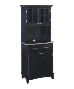 Bowery Hill Buffet With 2 Door Panel Hutch In Black