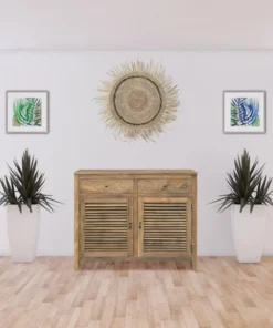 Chic Teak Inc. Recycled Teak Wood Louvre Cabinet With 2 Doors And 2 Drawers -Palace-shop f851babb018586bc 0543 w800 h800 b0 p0