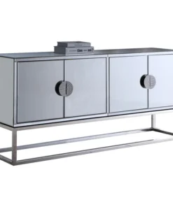 Meridian Furniture Marbella Sideboard/Buffet, Chrome Base/Handles