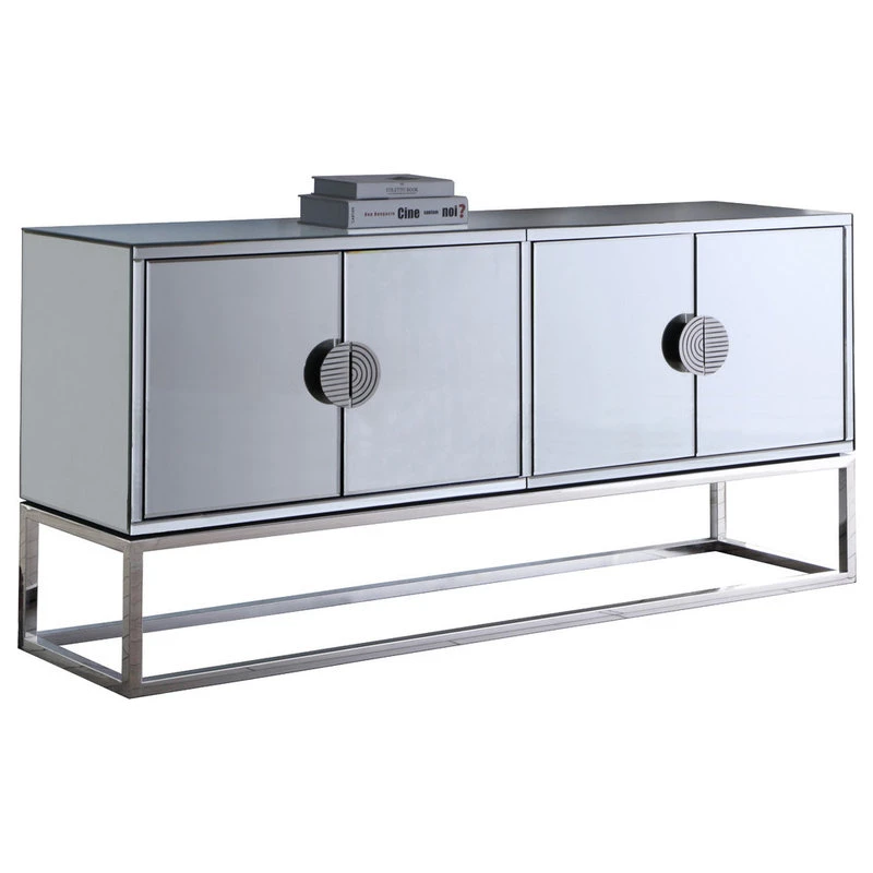 Meridian Furniture Marbella Sideboard/Buffet, Chrome Base/Handles 1 Meridian Furniture Marbella Sideboard/Buffet, Chrome Base/Handles