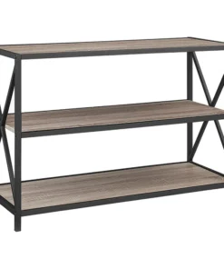 Walker Edison X Frame 40" Industrial Wood Bookshelf - Driftwood