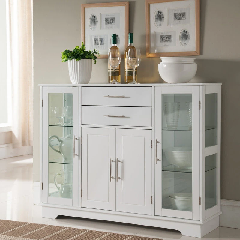 Pilaster Designs Elias Kitchen Storage Sideboard Buffet Cabinet With Glass Doors, Drawers 2 Pilaster Designs Elias Kitchen Storage Sideboard Buffet Cabinet With Glass Doors, Drawers - Image 2