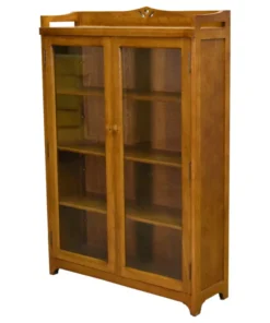 Crafters And Weavers Mission Solid Oak Bookcase Curio Cabinet, Michael's Cherry