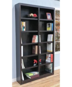 Concepts In Wood Traditional 84" Tall 12-Shelf Double Wide Wood Bookcase In Espresso -Palace-shop fbe15fb60fe57cf1 2032 w800 h800 b0 p0