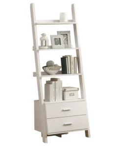 Monarch Specialties Bookshelf, Etagere, Ladder, 4 Tier, 69"H, Office, Bedroom, Laminate, White