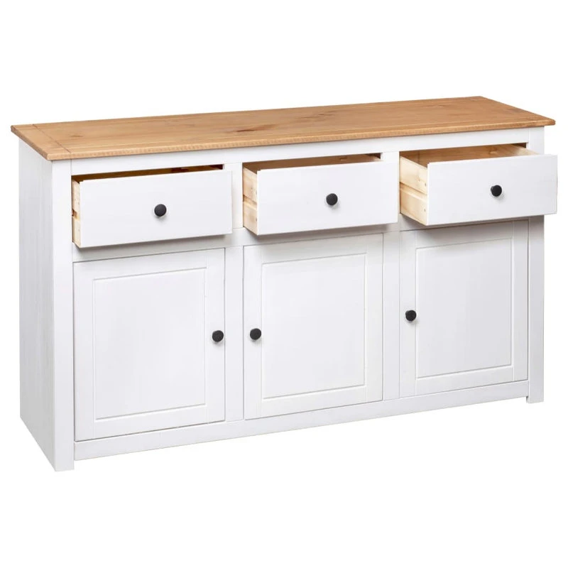 Vida XL International B.V. VidaXL Solid Wood Pine Sideboard White Panama Range Storage Cabinet Furniture 7 Vida XL International B.V. VidaXL Solid Wood Pine Sideboard White Panama Range Storage Cabinet Furniture - Image 7