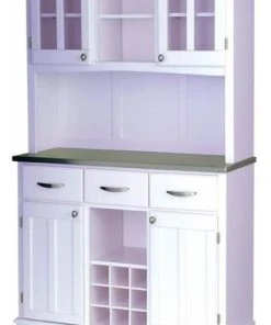 Bowery Hill Wine Rack Buffet And 2 Door Hutch In White