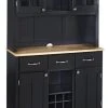 Homestyles Buffet Of Buffets Wood Buffet With Hutch In Black