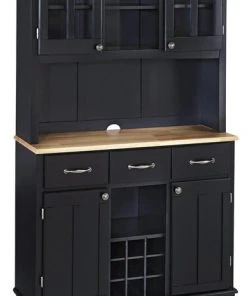 Homestyles Buffet Of Buffets Wood Buffet With Hutch In Black