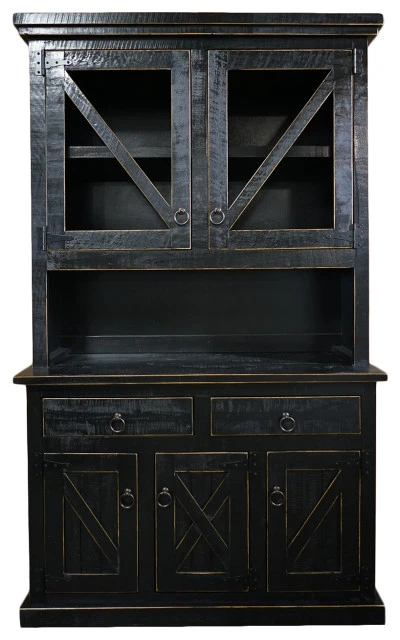Eagle Furniture Farmhouse Wide Kitchen Hutch And Buffet, Antique Black 1 Eagle Furniture Farmhouse Wide Kitchen Hutch And Buffet, Antique Black