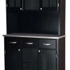 Bowery Hill 3 Drawer Wine Rack Buffet With Hutch In Black