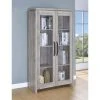 Benzara, Woodland Imprts, The Urban Port Spacious Wooden Curio Cabinet With Two Glass Doors, Gray