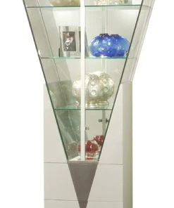 Chintaly Imports Triangular Curio With Mirrored Interior 6625-CUR