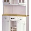 Homestyles Off White Dining Hutch With Natural Wood Top