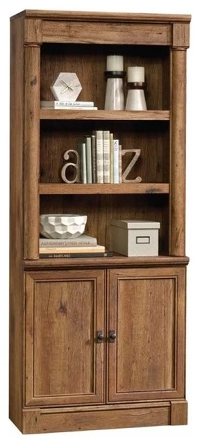 Pemberly Row 3 Shelf Bookcase In Vintage Oak 1 Pemberly Row 3 Shelf Bookcase In Vintage Oak