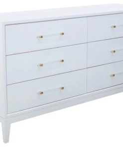 Best Master Furniture Orbis White Lacquer Dresser