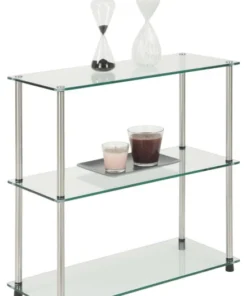 Convenience Concepts Designs2Go Classic Glass 3 Shelf Bookshelf