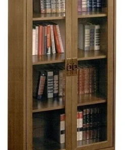 Ameriwood Home 4-Shelf Glass Door Barrister Bookcase In Inspire Cherry
