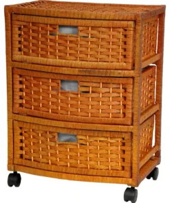 Oriental Furniture 23" Natural Fiber Chest Of Drawers, Honey