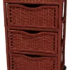 Oriental Furniture 31" Natural Fiber Chest Of Drawers On Wheels, Mahogany