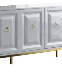 Best Master Furniture Sujay 65" Modern Wood Sideboard With Gold Accents In White