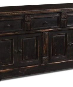 Crafters And Weavers Eboni 4 Door / 3 Drawer Sideboard - Black