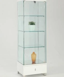 Chintaly Imports Glass Curio With White Finish 6628-CUR-WHT