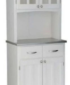 Bowery Hill Buffet With 2 Door Panel Hutch In White